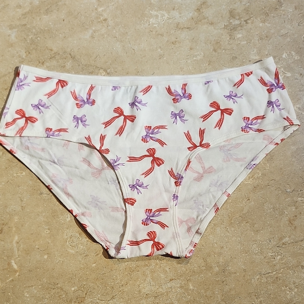 Nordstrom Rack Red & Purple Bow Cotton Hipster Panty M